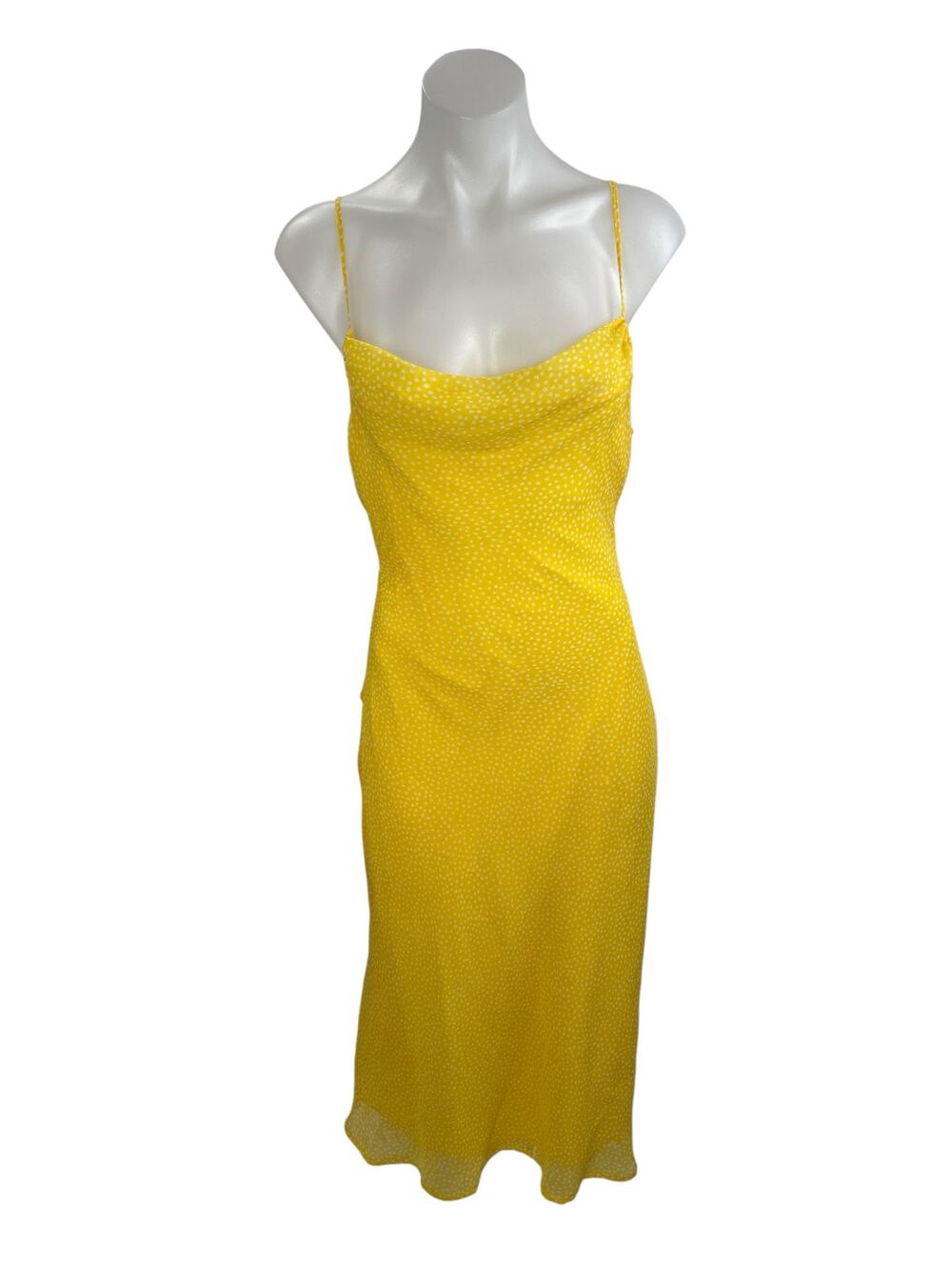 Urban Outfitters Yellow Dotted Polka Dots Sleeveless Cowl Neck Cami Slip Dress S